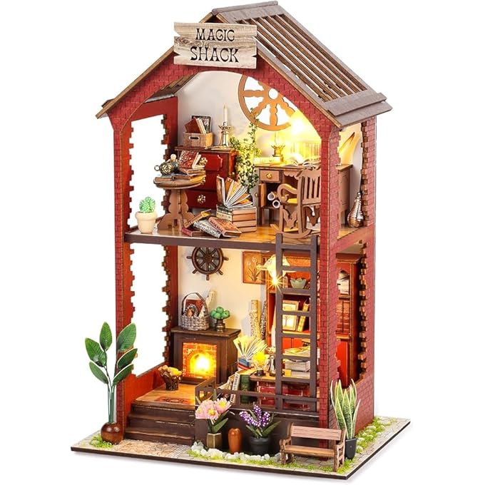 DIY BOOK NOOK KIT, 3D WOODEN PUZZLE BOOKEND, MINIATURE DOLLHOUSE KIT CRAFTS WITH LED LIGHT, BOOKSHELF DECOR, CREATIVITY CRAFTS FOR ADULTS TEENS, MINI BOOK ROOM HOUSE - Image 1